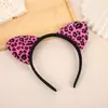 Diadema con Estampado de Leopardo de Dibujos Animados Diadema de Felpa con Orejas de Gato Estampado de Leopardo Diadema con Orejas de Animal Diadema para Baile de Halloween Fiesta