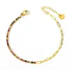 Pulseira de Zircônia Colorida Exquisita de Luxo Leve Europeia e Americana, Pulseira Versátil de Aço Titânio com Temperamento Dopamina para Mulheres, Empilhável, Nicho, Versátil