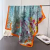 Lenço Quadrado Grande de Seda Sintética Versátil de Moda Alta Qualidade Estampado Xale de Viagem Lenço de Pescoço Proteção Solar Lenço de Cabeça Lenço Feminino
