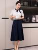 Traje de camisa nuevo Tienda de joyería para mujer Ropa de negocios Moda Elegante Vestido blanco Ropa de trabajo para recepción de hotel Verano