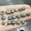 Cuentas espaciadoras antiguas de plata de Shanxi, estilo retro, cuentas de barril de plata cepillada, varios estilos, accesorios de juego literario DIY de plata Panax notoginseng