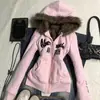 Cárdigan de Velvete Gris Bordado con Letras para Otoño e Invierno Sudadera con Capucha Chaqueta Nueva Chaqueta Ajustada a la Cintura