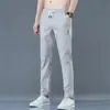 Pantalones de Vestir Deportivos Casuales para Hombre de Seda Helada de Verano, Delgados, Holgados, de Pierna Recta, Color Sólido, Versátiles