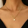Pendientes de botón, anillo, pulsera, collar de Flor de la Suerte Europea y Americana, Juego de Joyería, Moda para Mujer, Juego de Cuatro Piezas, Joyería de Hierba de Cinco Pétalos