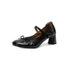 Elegantes Zapatos Mary Jane Arrugados Antideslizantes de Piel de Vaca para el Trabajo de Otoño 2026 Tacón Medio Delgado Punta Redonda Correa de Cuero Genuino Zapatos Individuales para Mujer