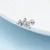 Aretes Perforados de Acero de Titanio Verticales para Agujeros de Oreja Aretes de Hélice de Acero Inoxidable con Circonita Joyería para Piercings Aretes de Flor para Labio con Rosca Externa
