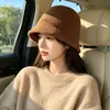 Sombrero de Pescador de Circunferencia de Cabeza Grande para Mujer, Sombrero de Cubo de Pana Cálido para Otoño e Invierno, Sombrero de Cubo Tejido Transfronterizo, Invierno de Alta Gama, Moderno