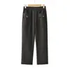 Pantalones de madre, estilo primavera y otoño, pantalones largos casuales holgados, pantalones para mujeres de mediana edad y ancianas, pantalones de cintura alta, pantalones rectos de talla grande, pantalones de abuela