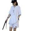 Wenyi Fan tamanho plus size Conjunto de Moda Feminino 2024 Verão Novo Casual Roupa Esportiva Solto Manga Curta Shorts Conjunto de Duas Peças