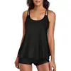 Bikini de dos piezas para mujer, de color liso, con tiras, espalda descubierta, que cubre el abdomen, para natación, transfronterizo europeo y americano, Amazon AliExpress