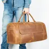 Bolsa de Viaje de Cuero Crazy Horse Retro para Hombre Compartimento Independiente para Zapatos Gran Capacidad Bolsa de Gimnasio Bolsa de Viaje Bolsa de Viaje de Cuero Genuino