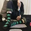 Calcetines de Algodón Puro Hoja de Arce para Hombres y Mujeres Pareja Personalizados Versátiles Moda Calle Hip-hop Modernos Deportivos Calcetines de Caña Media Altos