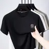 Nueva Camiseta de Verano Transpirable de Manga Corta para Hombre, Delgada y de Alta Gama, Seda de Hielo, Secado Rápido, Cuello Redondo, Sensación de Hielo, Camiseta Base, Top de Moda