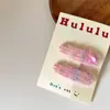 Novo par de presilhas de pelúcia com strass em degradê doce para crianças, presilha lateral para bebê, presilha BB