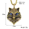Moda de nicho retro transfronteriza europea y americana, collar de acero inoxidable con colgante de cabeza de lobo incrustado de diamantes, personalidad punk hip hop