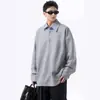 Blusa com gola de camisa casual estilo coreano pulôver moletom novo emendado falso duas peças primavera para o trabalho 2025 solta masculina