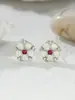 Novedad Estilo Japonés y Coreano Pendientes de Flor de Diamante Platino Aobo para Mujer Pendientes Simples Elegantes Personalizados Versátiles Pendientes