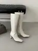 2026 Botas Femininas Elegantes de Outono, Bico Quadrado, Salto Fino Alto, Cano Alto, Zíper Lateral, Longas Acima do Joelho