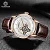 Reloj Mecánico Totalmente Automático Augusten Brand para Hombre Correa de Cuero de Negocios Luminoso Resistente al Agua Reloj Mecánico Reloj para Hombre