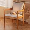 Silla de Comedor Sencilla de Madera Maciza Nórdica, Silla con Respaldo de Tela de Bolsa Suave, Silla con Reposabrazos, Silla de Escritorio, Silla de Café, Silla de Estudio