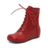 Botas de mujer estilo europeo y americano con punta redonda y cordones, botas Martin de talla grande, transfronterizo 15-9