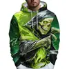 Nova blusa de moletom com capuz estampada de caveira, tendência europeia e americana, para homens