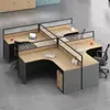 Escritorio de Oficina y Silla para Personal Combinación 6 Personas Pantalla de Oficina Simple Moderna Doble Divisoria para 4 Personas Mesa de Estación de Trabajo para Computadora