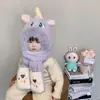 Nuevo Sombrero de Invierno 2025 para Niños Peluche Dibujos Animados Lindo Bebé Niño y Niña Bufanda con Forro Polar Sombrero Integrado con Protección para los Oídos