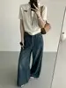 Estilo Academia Novo Modelo Tricô Vazado Gola Polo Manga Curta Feminino Slim-Fit Elegante Versátil Top de Seda de Gelo