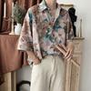 Camisa de manga corta para hombre, de verano, moderna, combinable, con estampado floral, estilo Hong Kong, diseño holgado, estilo nicho, de media manga.