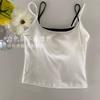 Top de Camisola de Dos Piezas Falsas de Primavera y Verano para Mujer con Almohadilla en el Pecho Ropa Exterior Base Ajustado Adelgazante Top sin Mangas
