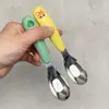 Acero Inoxidable 304 Cuchara Lingote para Niños Bebé Guardería Vajilla Portátil para Bebé Cuchara para Comer de Dibujos Animados para Niños