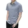 Atacado do Fabricante Manga Curta Cor Sólida Roupa Formal Masculina Verão Não Amassa Profissional Trabalho Camisa Cor Sólida Masculina Top Versátil