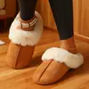 Venta Directa de Fábrica Pantuflas de Algodón con Forro de Felpa para Otoño e Invierno, Cerradas, Uso en Interiores en Casa, Zapatos Casuales Cálidos y Cómodos de Algodón Peludo