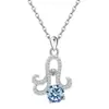 Collar Transfronterizo Europeo y Americano de Plata de Ley S925 Flor de Lirio del Amazonas Doce Piedras de Nacimiento Colgante Elegante Versátil Cadena para la Clavícula
