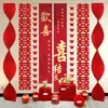 Bandeiras de Decoração para Quarto de Casamento, Decorações de Cortina para Sala de Estar e Quarto, Pano Pendurado com Caractere de Dupla Felicidade, Roupão de Casamento e Noivado, Fundo para Fotos