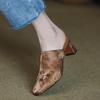 Pantuflas Retro Francesas de Punta para Mujer, Nuevo Estilo Verano 2026, Mules de Tacón Alto de Cuero Suave con Espalda Abierta
