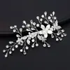 Grampo de Cabelo Headwear Folha Europeia e Americana Feito à Mão, Acessórios de Cabelo com Strass para Apresentação Infantil, Presilha Lateral para Styling de Vestido de Noiva