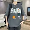 Nuevo Estilo Seda de Hielo Moda Masculina Manga Corta Casual Camiseta de Manga Corta Ropa de Verano de Moda para Hombre Tops Versátiles