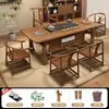Nuevo Juego de Mesa de Té y Sillas de Madera Maciza Estilo Chino, Mesa de Té para Oficina y Hogar, Juego de Té Integrado con Estación de Preparación de Té Inspirada en el Zen