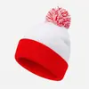 Chapéu de Tricô com Pom-pom Decoração Chapéu de Natal Pom-pom Blocos de Cor Listras Chapéu Vermelho e Branco Em Estoque Chapéu de Natal Chapéu de Halloween