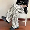Pantalones deportivos retro de invierno holgados para hombre, pantalones de pana con estampado digital, pantalones casuales versátiles de pierna recta y pierna ancha para mujer