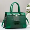 Bolsa de Mão Casual com Padrão de Crocodilo Moda Bolsa de Mãe Bolsa de Ombro Único Transversal Comércio Exterior Versátil Elegante Bolsa Feminina Bolsas Transfronteiriças