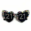 Gafas de Fiesta de Cumpleaños Transfronterizas Nuevas 2025 Moda Incrustaciones de Diamantes Perla Digital Corazón Hombres y Mujeres Decorativas Fotográficas Gafas de Sol
