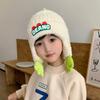 Gorro de Invierno para Bebé con Protección para las Orejas, Gorro de Punto Grueso con Diseño de Dinosaurio Estéreo Lindo, Gorro Cálido a Prueba de Viento con Forro de Felpa para Niños