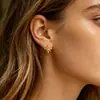 Pendientes de Estilo Coreano de Lujo Ligero y Gama Alta con Incrustaciones de Circonita Súper Brillante, Pendientes de Acero Inoxidable Chapado en Oro con Forma de Estrella de Ocho Puntas para Mujer, Venta al por Mayor desde el Fabricante