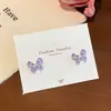 Estilo K de los Nuevos Pendientes de Mariposa de Circonita de Cristal de Hielo de Lujo Accesible para Mujer Aguja de Plata Flor Colorida Elegantes Exquisitos Pendientes de Perla
