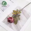 Venta Caliente Manta Borde Quemado Flor Artificial Rosa Tallo Único Nuevo Estilo Chino Hogar Hotel Boda Decoración Suave Disparo Flor Falsa Mayoreo
