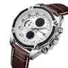 Reloj de hombre Megir, cronógrafo multifuncional con calendario, reloj de piel genuina, suministro de fabricante de alta gama 2015