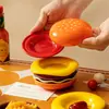 Plato Pequeño con Forma de Hamburguesa de Dibujos Animados Plato Cerámico Doméstico Vajilla Plato para Salsa Plato para Snacks Plato para Postre Plato para Condimentos